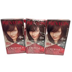 REVLON Colorsilk Color Permanent‎ Hair Dye, 32 Dark Mahogany Brown (Pack of 3)